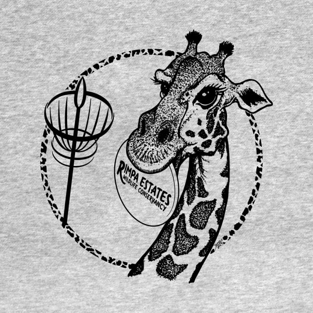 Rimpa Disc Golf Giraffe, BLACK PRINT by Uberfy